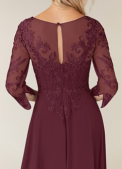 Azazie Noella Abiti per la Madre della Sposa Abito A-Line in Chiffon con Scollo a V in Pizzo Cabernet image8