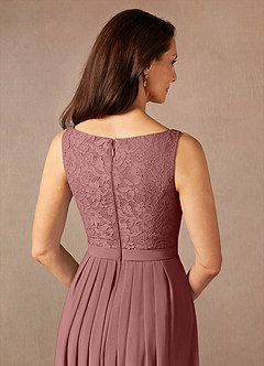 Azazie Ainsling Kleider für die Brautmutter A-Linie Quadratischer Ausschnitt Spitze Chiffon Kleid Wüstenrose image11