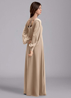 Azazie Bondi Junior Robe Trapèze en Mousseline de soie Blouson Taupe image6