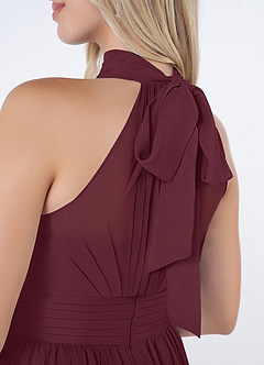 Azazie Iman Bridesmaid Dresses Cabernet A-Line A-Line Ruched Chiffon Dress image7