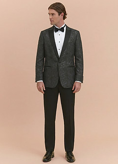 front Joseph Black Formal Jacquard Peak Lapel Tuxedo Jacket