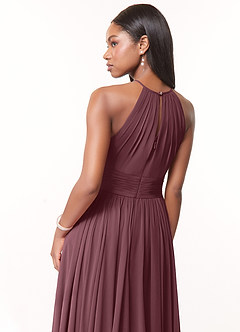 Azazie Cherish Bridesmaid Dresses Sangria A-Line Pleated Chiffon Dress image5