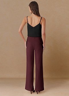 front Marina Cabernet Refined Weave Straight-Leg Pants