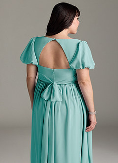 Azazie Madisynn Maternity Bridesmaid Dresses Bow Chiffon Floor-Length Dress image10