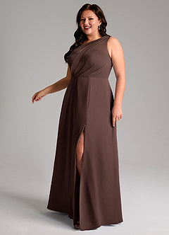 Azazie Phaedra Bridesmaid Dresses Ganache A-Line One Shoulder Chiffon Dress image6