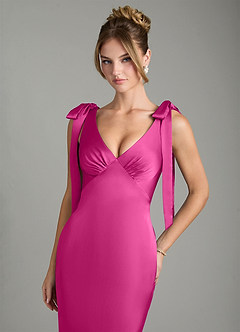 Azazie Alena Brautjungfernkleider Meerjungfrau-Linie Plissee Stretch-Satin Kleid Fuchsia image8