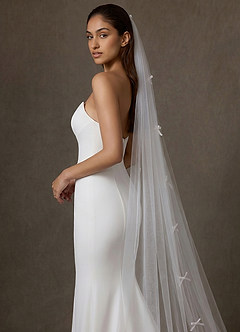 front Voile de chapelle en tulle transparent avec nœud en satin