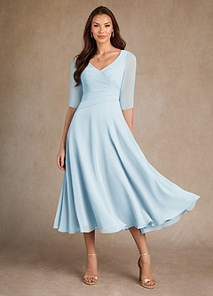 Azazie Durant Mother of the Bride Dresses Sky Blue A-Line Pleated Chiffon Dress image2