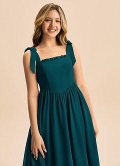 Azazie Delia Junior Abito A-Line in Chiffon Fiocco Pino image2