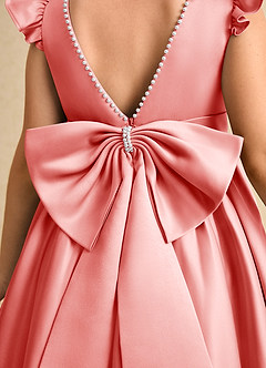 Azazie Dumpling Flower Girl Klänningar Klä A-Line i Matt satäng Rosett image6