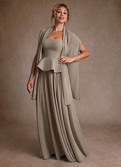 Azazie Josabeth Abiti per la Madre della Sposa Abito A-Line in Chiffon Plissettato Taupe image2