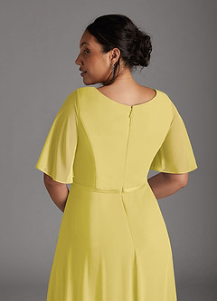 Azazie Tricia vestidos de madre de la novia Vestido de Canario de Gasa de Corte en A con Cuello en V Plisado image12