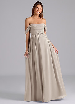 Azazie Saige Maternity Bridesmaid Dresses A-Line Pleated Chiffon Floor-Length Dress image4
