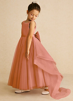 Azazie Pumpkin Blumenmädchenkleider A-Linie Cabrio Tüll Kleid Mai Tai image4