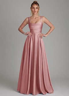 Azazie Azaria Bridesmaid Dresses Dusty Rose A-Line Corset Stretch Satin Dress image1