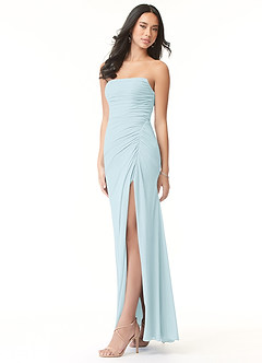 Azazie Darria Bridesmaid Dresses Sky Blue Sheath Square Neckline Pleated Stretch Chiffon Convertible Dress image3
