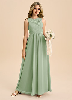 Azazie Skyla Junior Klä av A-Line i Chiffong Plisserad image6