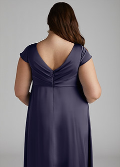 Azazie Allessia Robes de demoiselle d'honneur de maternité Robe Trapèze Plissée Longueur ras du sol Satin extensible image12