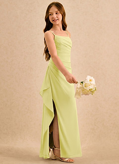 Azazie Cannoli Girls Formal Flower Girl Dresses Lemon Sorbet A-Line Pleated Chiffon Dress image4