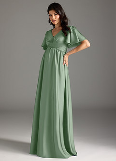 Azazie Verna Abiti da damigella d'onore premaman Abito A-Line Increspato Raso Elasticizzato Floor-Length image4