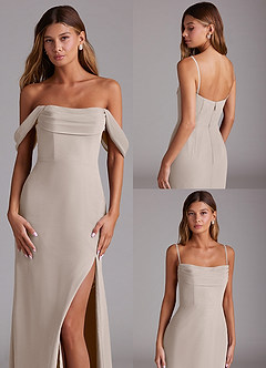 Azazie Saige Bridesmaid Dresses Frost A-Line Off the Shoulder Chiffon Convertible Dress image10