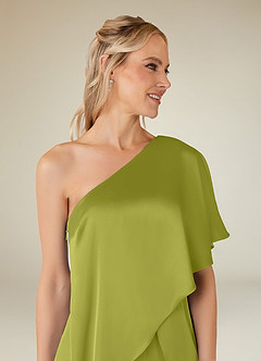 Azazie Hagretta Mother of the Bride Dresses Lemongrass Jumpsuit/Pantsuit Stretch Satin Dress image6