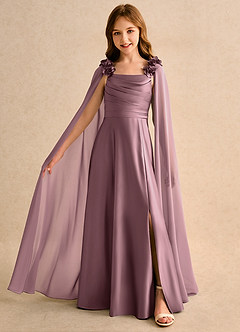 Azazie Rosita Girls Formal Flower Girl Dresses Vintage Mauve A-Line Pleated Matte Satin Dress image1