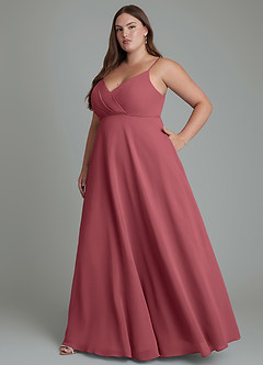 Azazie Amani Bridesmaid Dresses Merlot A-Line Pleated Chiffon Dress image10