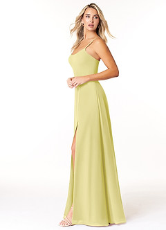 Azazie Moira Abiti da Damigella Abito A-Line in Chiffon con Scollo a U Sorbetto Al Limone image2