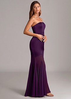 Azazie Uma Bridesmaid Dresses Grape Mermaid Strapless Chiffon Convertible Dress image4
