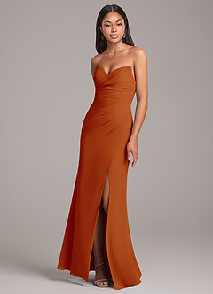 Azazie Yola Bridesmaid Dresses Paprika Sheath Pleated Chiffon Convertible Dress image3