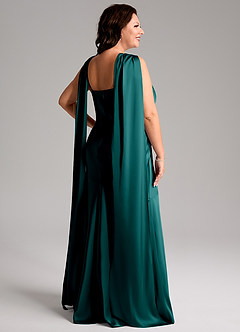 Azazie Kinsley Bridesmaid Dresses Peacock Mermaid Side Slit Stretch Satin Dress image9