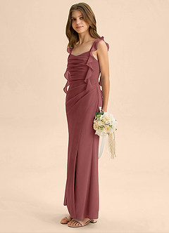 Azazie Jessamine Junior Amethyst Mermaid Sweetheart Neckline Chiffon Dress image5