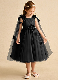 Azazie Staria Blumenmädchenkleider Ballkleid Gestreift Tüll Kleid Schwarz image7