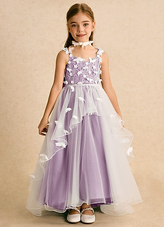 Azazie Darlina Flower Girl Dresses Ivory Wisteria Ball-Gown Lace Tulle Dress image4