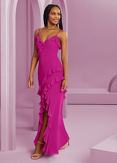 Barbie ♥ Azazie Abiti da Damigella Abito Tubino in Chiffon Fucsia image7