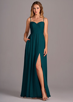 Azazie Joni Bridesmaid Dresses Pine A-Line Strapless Chiffon Convertible Dress image4