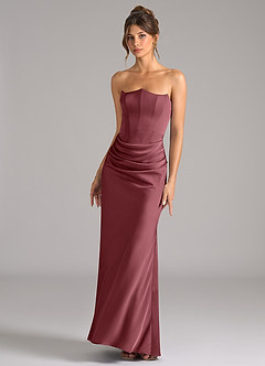 Azazie Debby Bridesmaid Dresses Desert Rose Mermaid Strapless Stretch Satin Convertible Dress image4