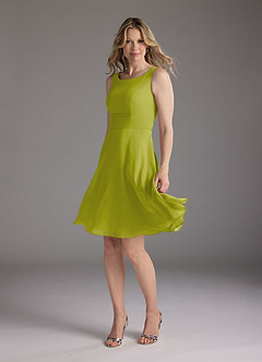 Azazie Shirley Mother of the Bride Dresses Lemongrass A-Line Scoop Pleated Chiffon Dress image4