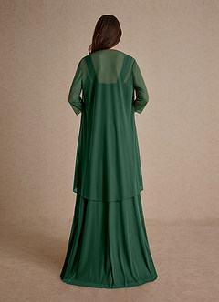 Azazie Clinton Mother of the Bride Dresses Dark Green A-Line Pleated Mesh Dress image3