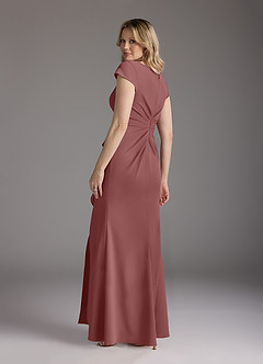 Azazie Tana Kleider für die Brautmutter Meerjungfrau-Linie V-Hals Gefaltet Stretch-Krepp Kleid Wüstenrose image2