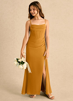 Azazie Moxie Girls Formal Sukienki dla dziewczynek sypiących kwiaty Linia A Koronka Szyfon Długość podłogi Sukienka image5