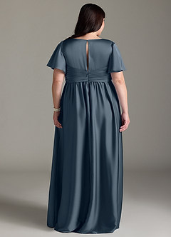 Azazie Verna Maternity Bridesmaid Dresses A-Line Ruched Stretch Satin Floor-Length Dress image11