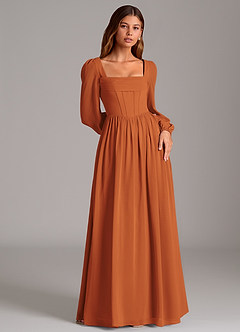 Azazie Maree Bridesmaid Dresses Cinnamon A-Line Corset Chiffon Dress image4
