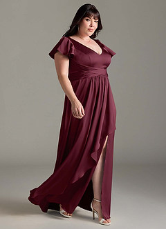 Azazie Omari Bridesmaid Dresses Cabernet A-Line Stretch Satin Dress image11