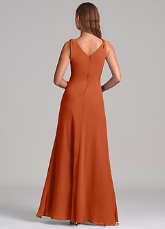 Azazie Nerine Brudtärnklänningar Klä av A-Linje i Chiffong Plisserad Bränd Apelsin image5