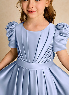 Azazie Miriam Abiti da Ragazza di Fiori Abito Principessa in Raso Opaco Plissettato Ghiaccio image8