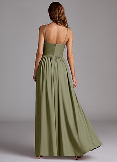 Azazie Calianna Robes de demoiselle d'honneur Robe Trapèze Convertible en Satin extensible Épaule décolletée Pistache image4