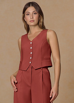front Rowan Terracotta Refined Weave Performance vest