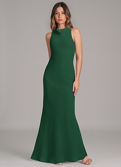Azazie Allettie Jurken voor bruidsmeisjes Jurk van Chiffon met Zeemeermin Donkergroen image4
